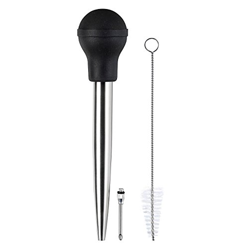 Best Utensils Stainless Steel Turkey Baster Commerical Grade Quality FDA Rubber Bulb Including Marinade Injector Needle And Brush For Easy Clean Up