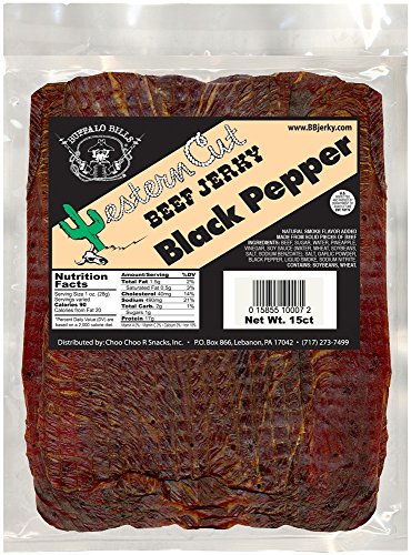 Buffalo Bills 18oz Black Pepper Western Cut Big Slab Beef Jerky (15 beef jerky slabs per bag)