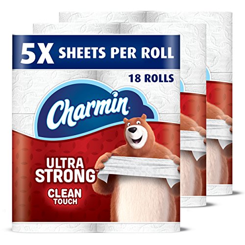 Charmin Ultra Strong Toilet Paper  Family Mega Roll with Clean Touch (5X More Sheets )  18 Count
