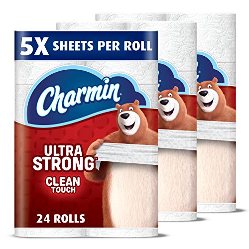 Charmin Ultra Strong Toilet Paper  Family Mega Roll with Clean Touch (5X More Sheets )  24 Count