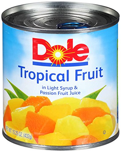 Dole Mixed Tropical Fruit in Light Syrup and Passion Fruit Juice  15 25 Ounce Can (Pack of 12)  All Natural Pineapple Red   Yellow Papaya in Passion Fruit Nectar  Pop   Peel Lid  Rich in Vitamin C
