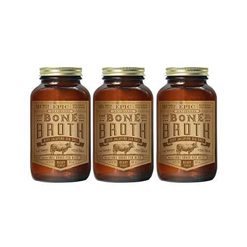 Epic Artisanal Bone Broth  Beef Jalapeno Sea Salt  14 Ounce (Pack of 3)