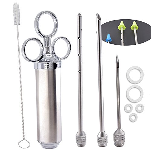 FEENM Ultimate Marinade Injector Kit 3 Marinade Injector Needles The Only Injector with 100 Food-Grade Materials 2 Oz Capacity Seasoning Meat Injector Kit