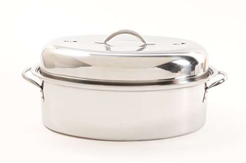 Gibson Home Stainless Steel Top Roast 16-Inch Oval Roaster Pan with Lid and Rack