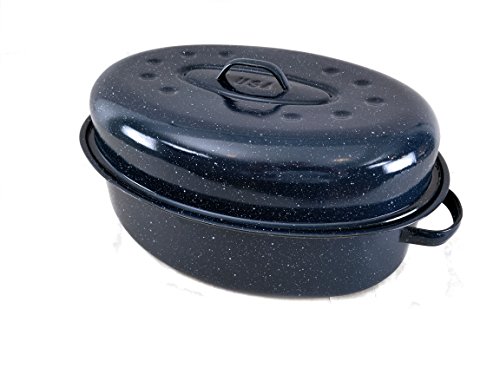 Granite Ware F0559-2 Large Covered Oval Roasting Pan  18”  Blue