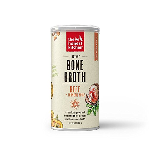 Honest Kitchen The Beef Bone Broth - Natural Human Grade Functional Liquid Treat with Turmeric Spice for Dogs   Cats  5 oz