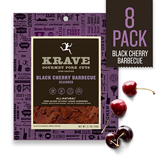 KRAVE Jerky Gourmet Pork Cuts  Black Cherry Barbeque  2 7 Ounce (Pack of 8)