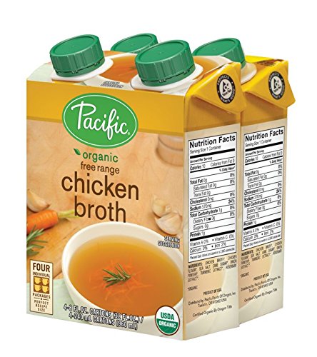 Pacific Foods Organic Free Range Chicken Broth  8-Ounce Cartons  24-Pack