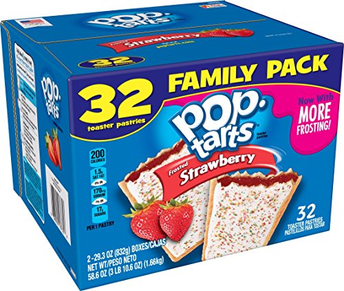 Pop-Tarts Breakfast Toaster Pastries  Frosted Strawberry Flavored  Family Pack  58 6 oz (32 Count)