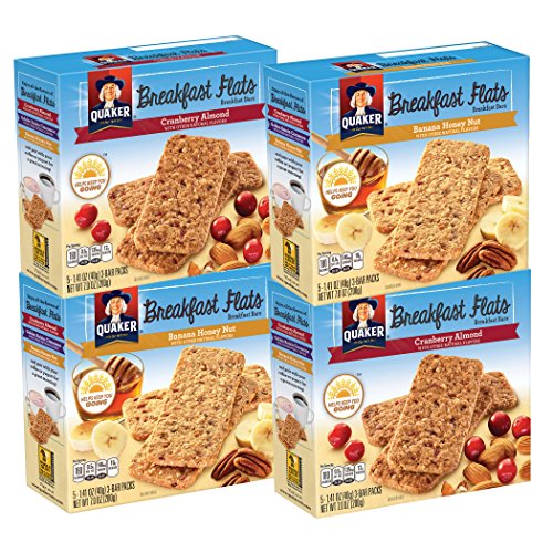 Quaker Breakfast Flats  Variety Pack  Banana Honey Nut   Cranberry Almond  5 Count (Pack of 4)