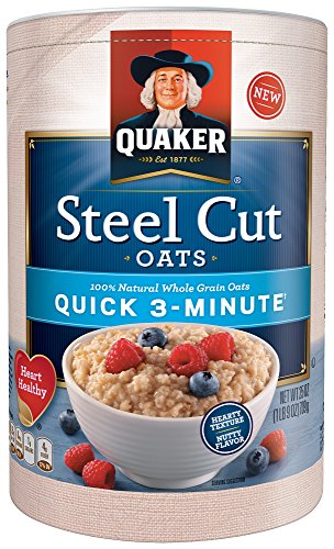 Quaker Steel Cut Oatmeal  Quick 3 Minutes To Prepare  Breakfast Cereal  25 oz Canister
