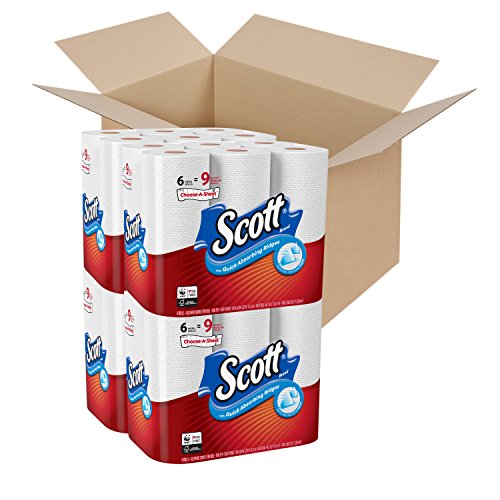 Scott Choose-A-Sheet Mega Roll Paper Towels  6 Count (Pack of 4) White  Quick Absorbing Ridges for Easy Cleanup  Equal to 36 Regular Rolls