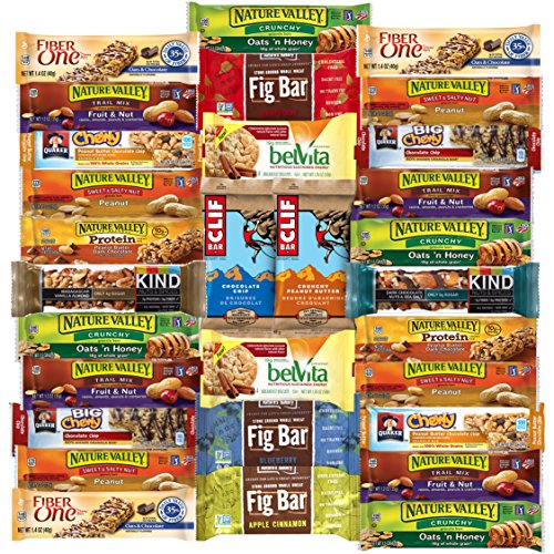 Ultimate Healthy Bars   Snack Office Care Package Includes Kind  Cliff  Belvita  Nature Valley  Fiber One   More Bulk Sampler (30 Count)