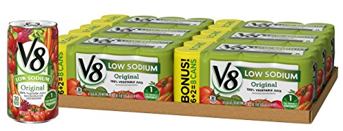 V8 Original Low Sodium 100  Vegetable Juice  5 5 oz  Can (6 packs of 8  Total of 48)