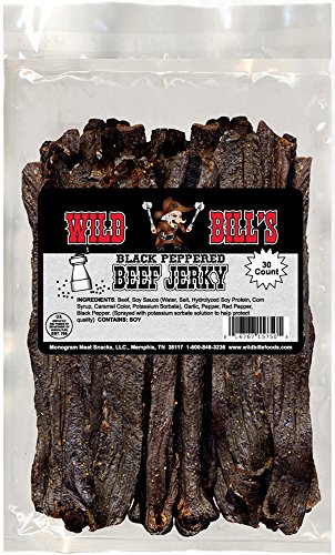 Wild Bills Black Peppered Beef Jerky Strips  30-Count  15-Ounce